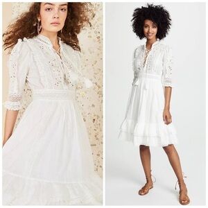 Ulla Johnson Madison Dress Blanc White Eyelet Tiered Ruffle Size 4